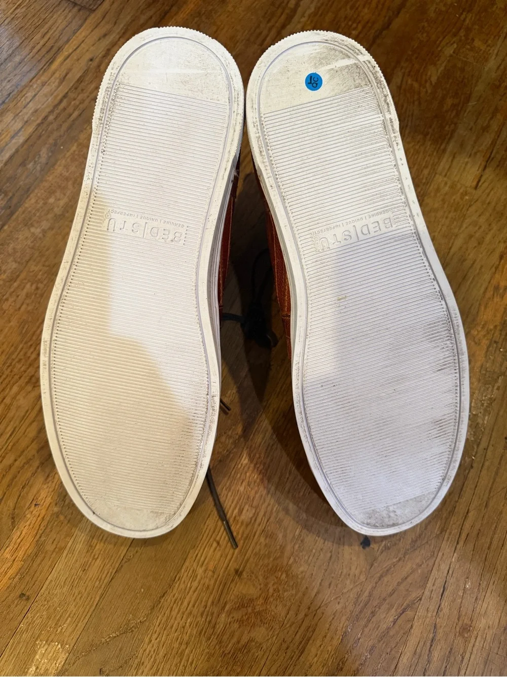 Bed Stu Cognac Leather Chukka Boots with Blue Lining